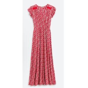 Loveappella‎ Plus Torri Knit Maxi Dress Flutter Sleeve FloralRed & White Size 3X